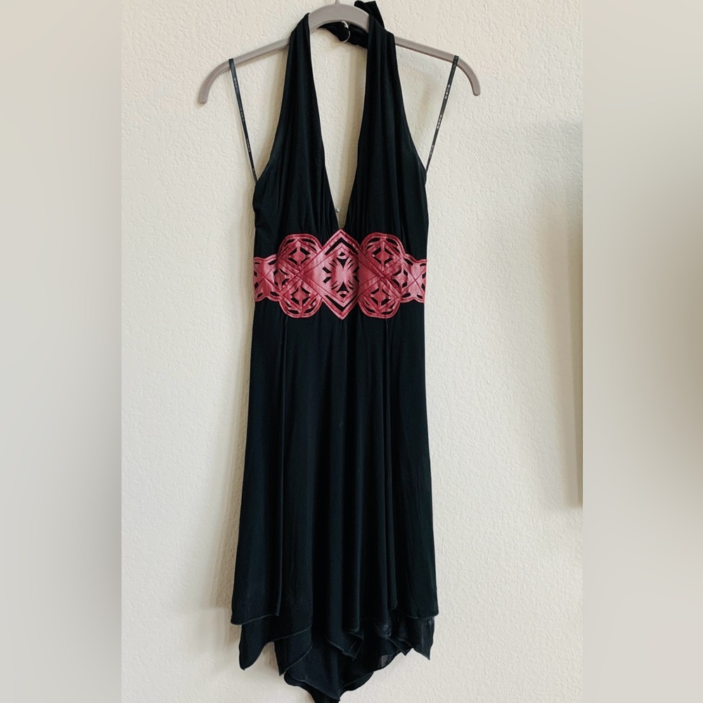 bebe Black Dress with Leather Detail